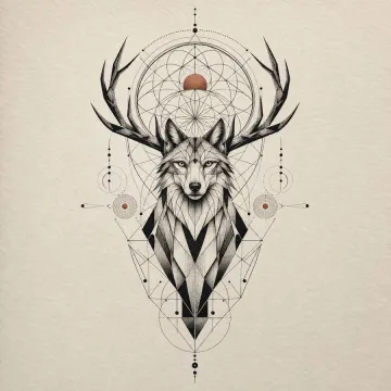 Example RedoInk result: geometric wolf tattoo design